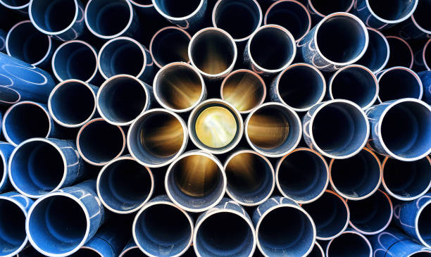 abstract pattern of aged pvc pipe with sun lights